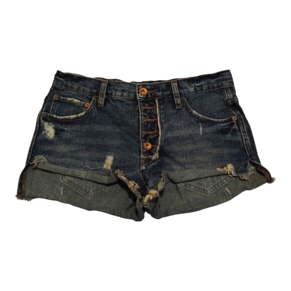 Free People Women's‎ Cut Off Denim Jean Shorts Size 25 Button Fly Distressed